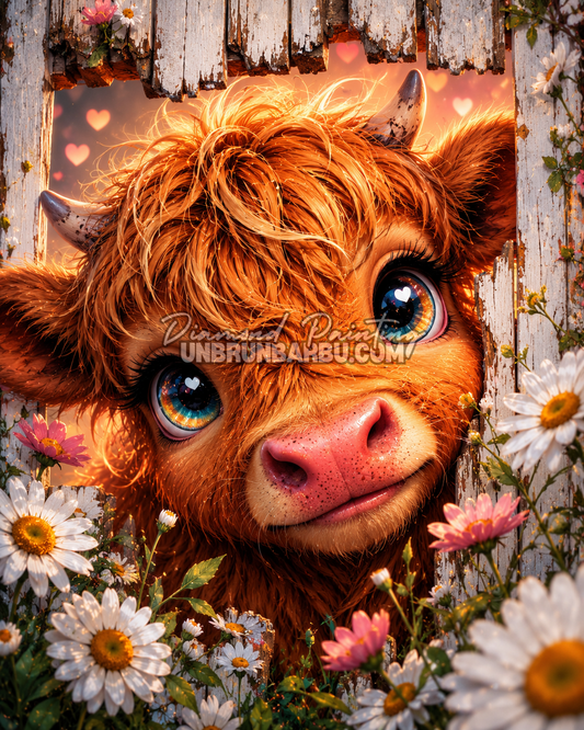 diamond painting vache mignonne fleurs 70x90
