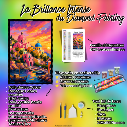diamond painting village couleurs soleil 70x95 kit complet