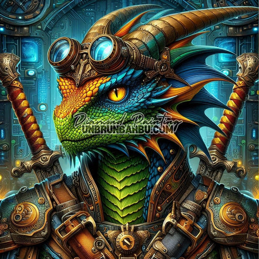 Drakhan, le Dragon de l’Ère Mécanique (90cm x 90cm) - UnBrunBarbu