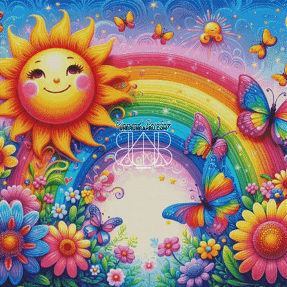 Éclat de Joie Arc - en - Ciel. (100cm x 100cm) - UnBrunBarbu