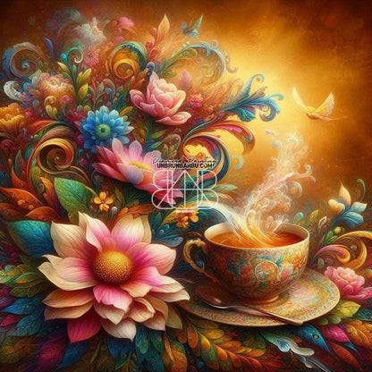 Éclat Floral Thé Enchanté (100cm x 100cm) - UnBrunBarbu
