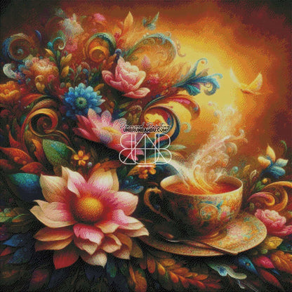 Éclat Floral Thé Enchanté (100cm x 100cm) - UnBrunBarbu