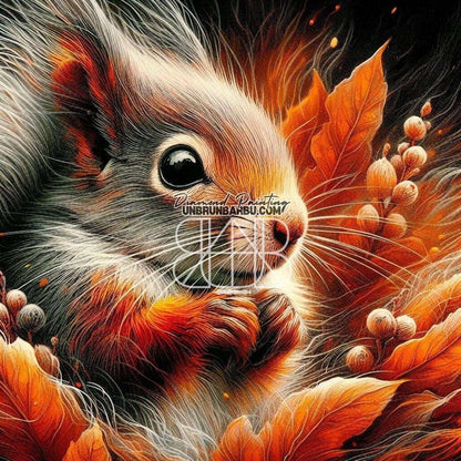 Écureuil d'Automne (80cm x 80cm) - UnBrunBarbu