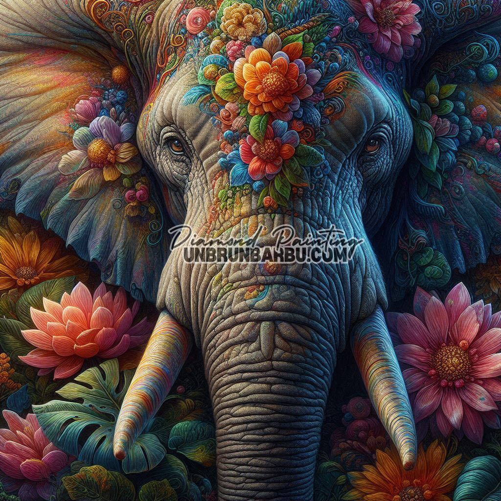 Éléphant du Jardin des Âmes (90cm x 90cm) - UnBrunBarbu