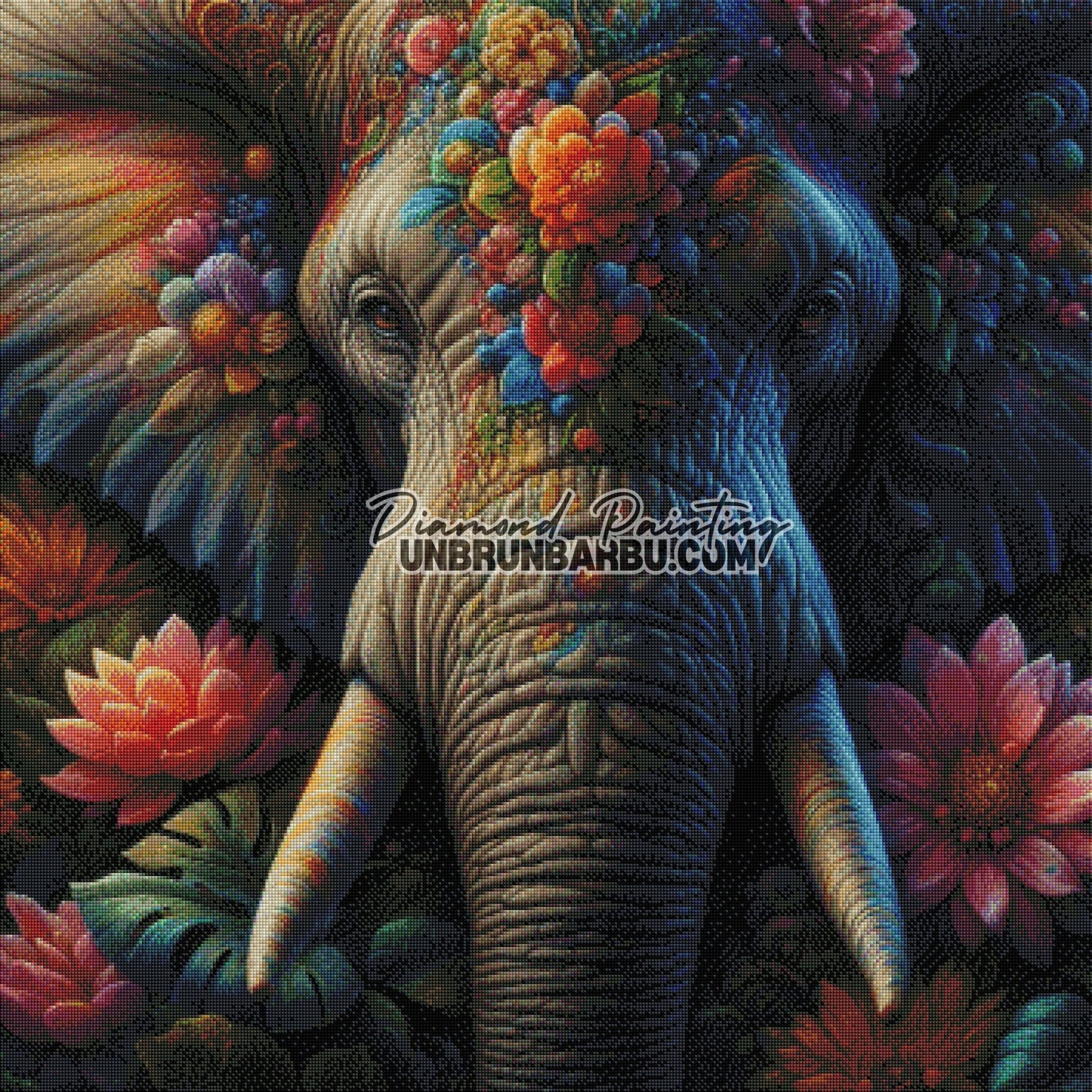 Éléphant du Jardin des Âmes (90cm x 90cm) - UnBrunBarbu