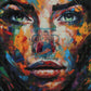 Émeraude Enchantée, Portrait Peint aux Yeux Verts. (90cm x 52cm). - UnBrunBarbu