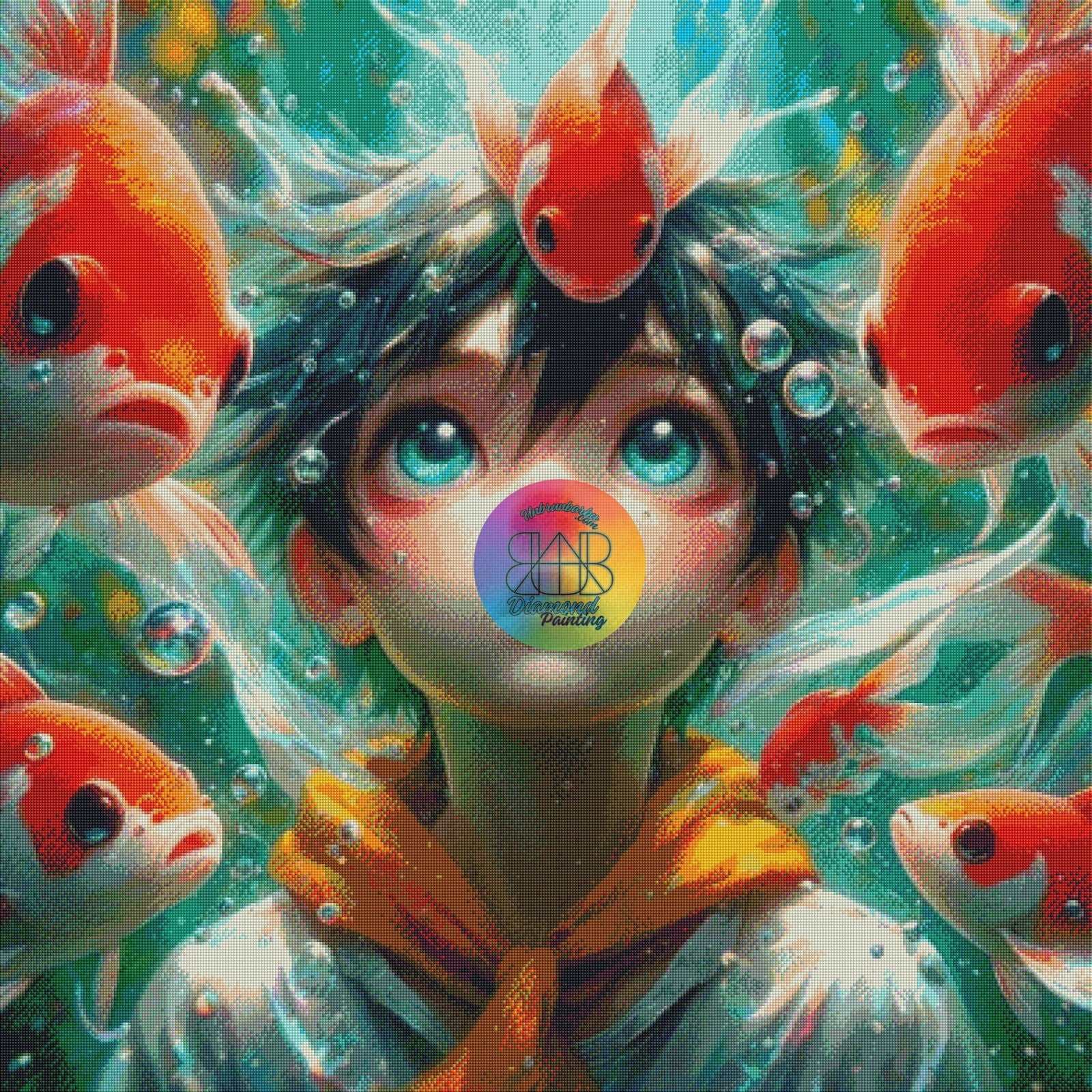 Émerveillement Sous - Marin. (100cm x 100cm). - UnBrunBarbu