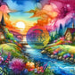 Enchantement au bord de la rivière. (140cm x 80cm). - UnBrunBarbu