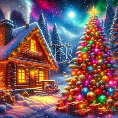 Enchantement d’une Nuit d’Hiver. (120cm x 120cm) - UnBrunBarbu