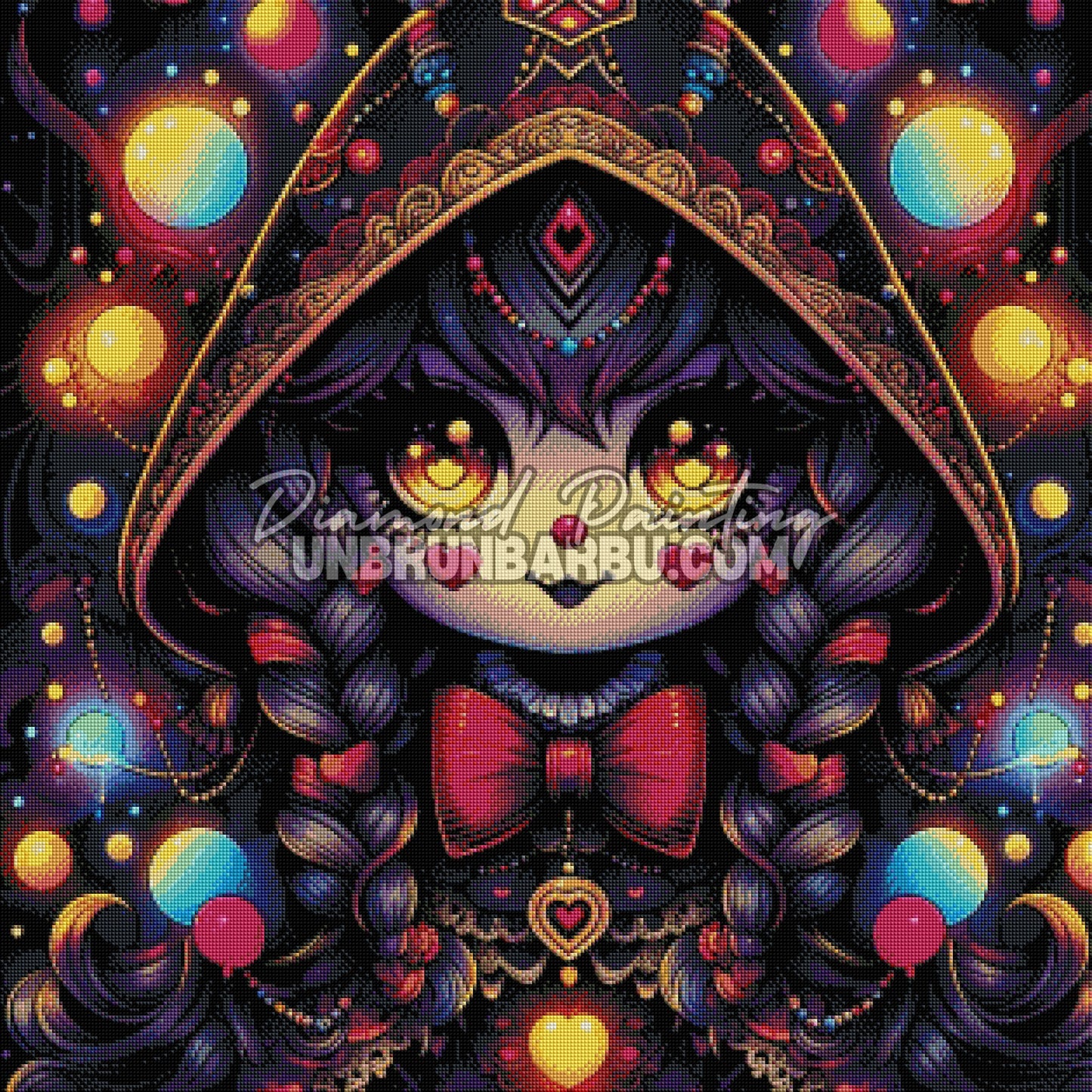 diamond painting enchanteresse kawaii tresses magiques rendu diamante 80x80