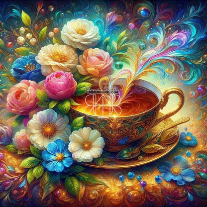 Escale Florale et Infusion (100cm x 100cm) - UnBrunBarbu