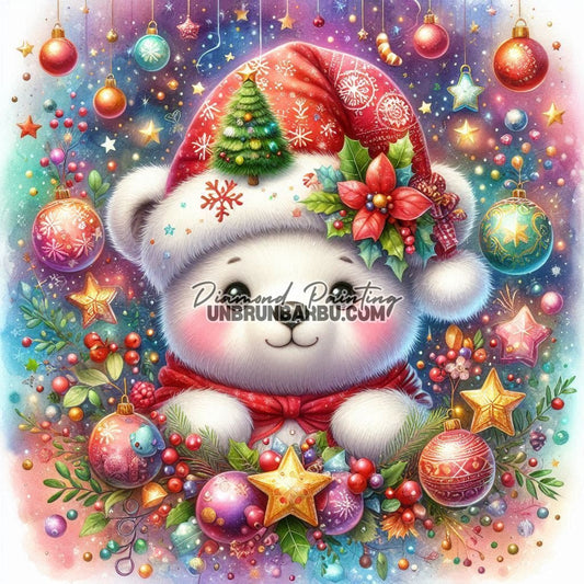 Esprit de Noël de l’Ourson (90cm x 90cm) - UnBrunBarbu