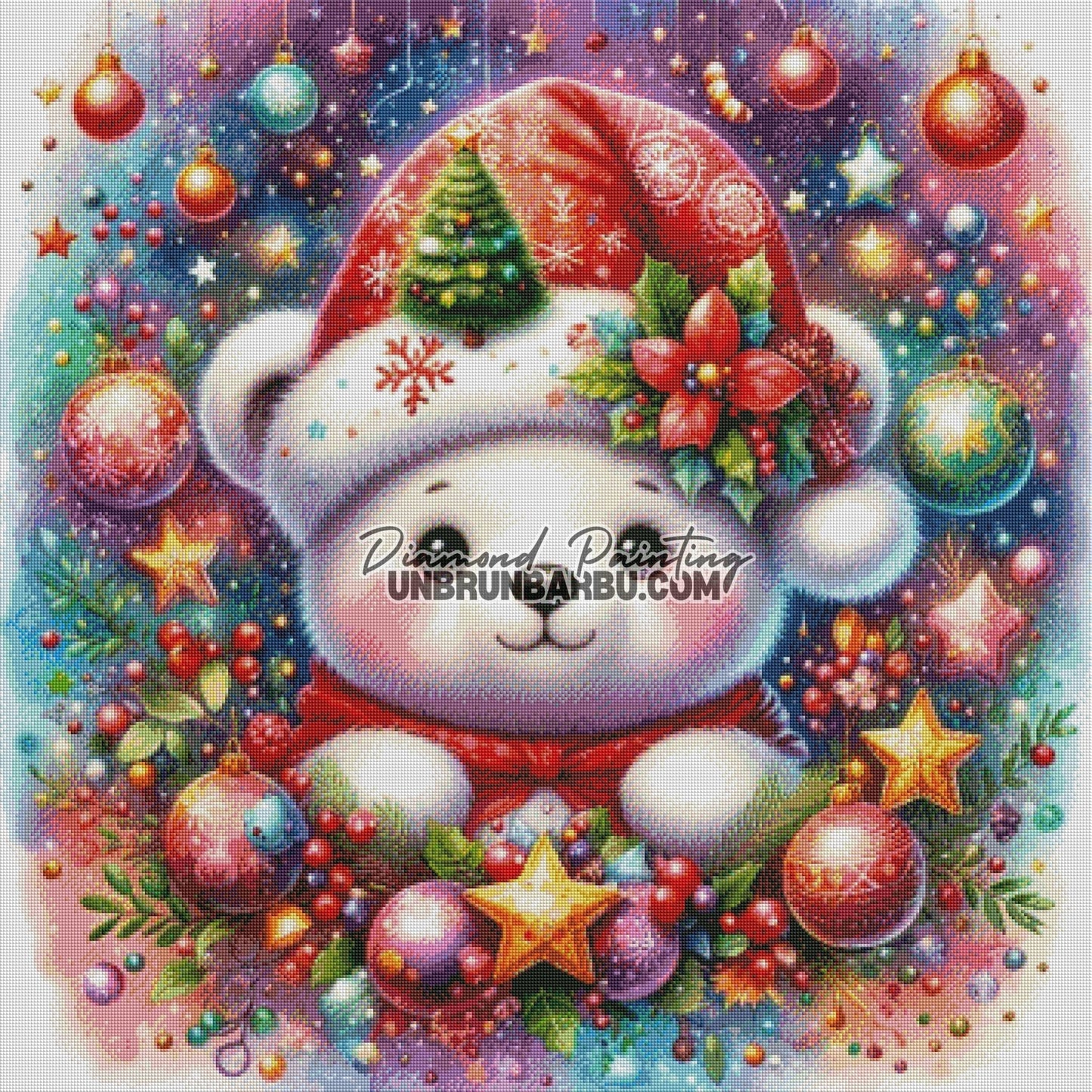 Esprit de Noël de l’Ourson (90cm x 90cm) - UnBrunBarbu