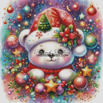 Esprit de Noël de l’Ourson (90cm x 90cm) - UnBrunBarbu