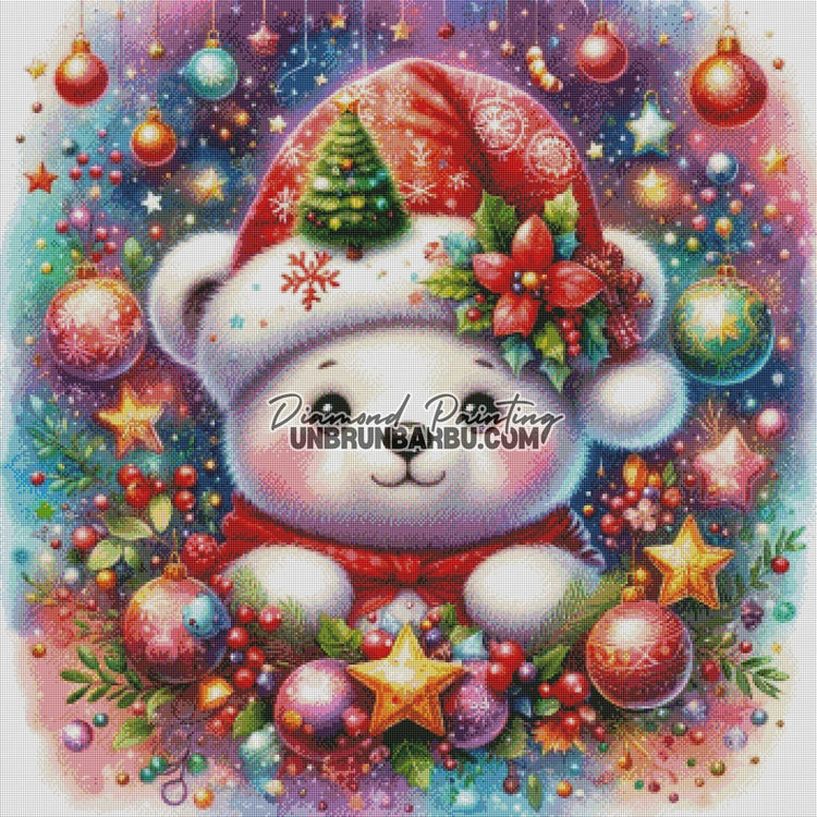 Esprit de Noël de l’Ourson (90cm x 90cm) - UnBrunBarbu