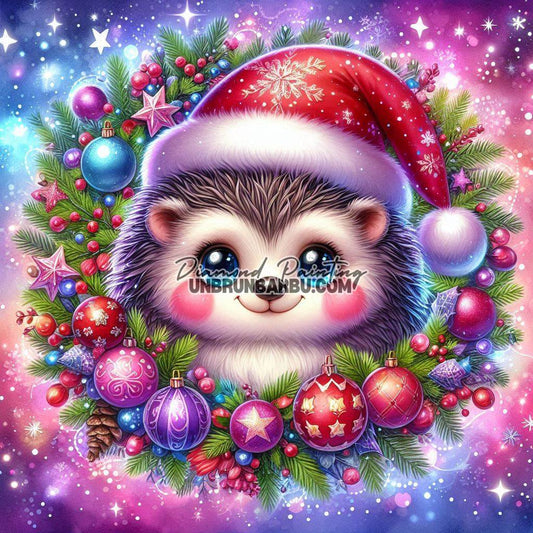 Esprit de Noël du Petit Hérisson (90cm x 90cm) - UnBrunBarbu