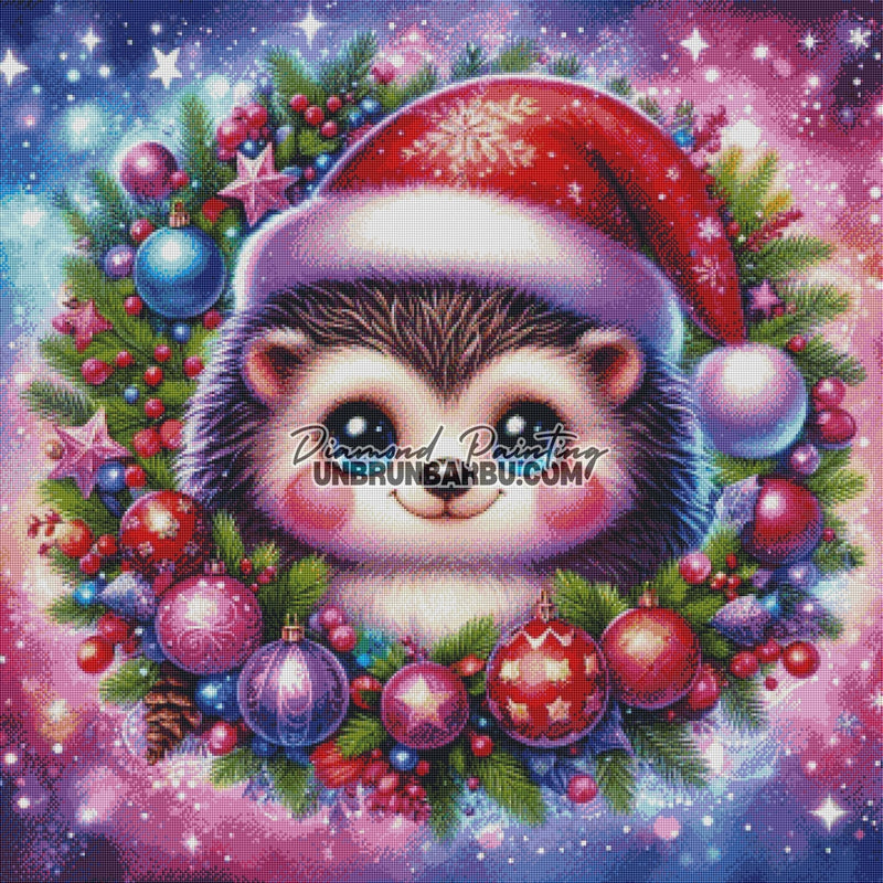 Esprit de Noël du Petit Hérisson (90cm x 90cm) - UnBrunBarbu