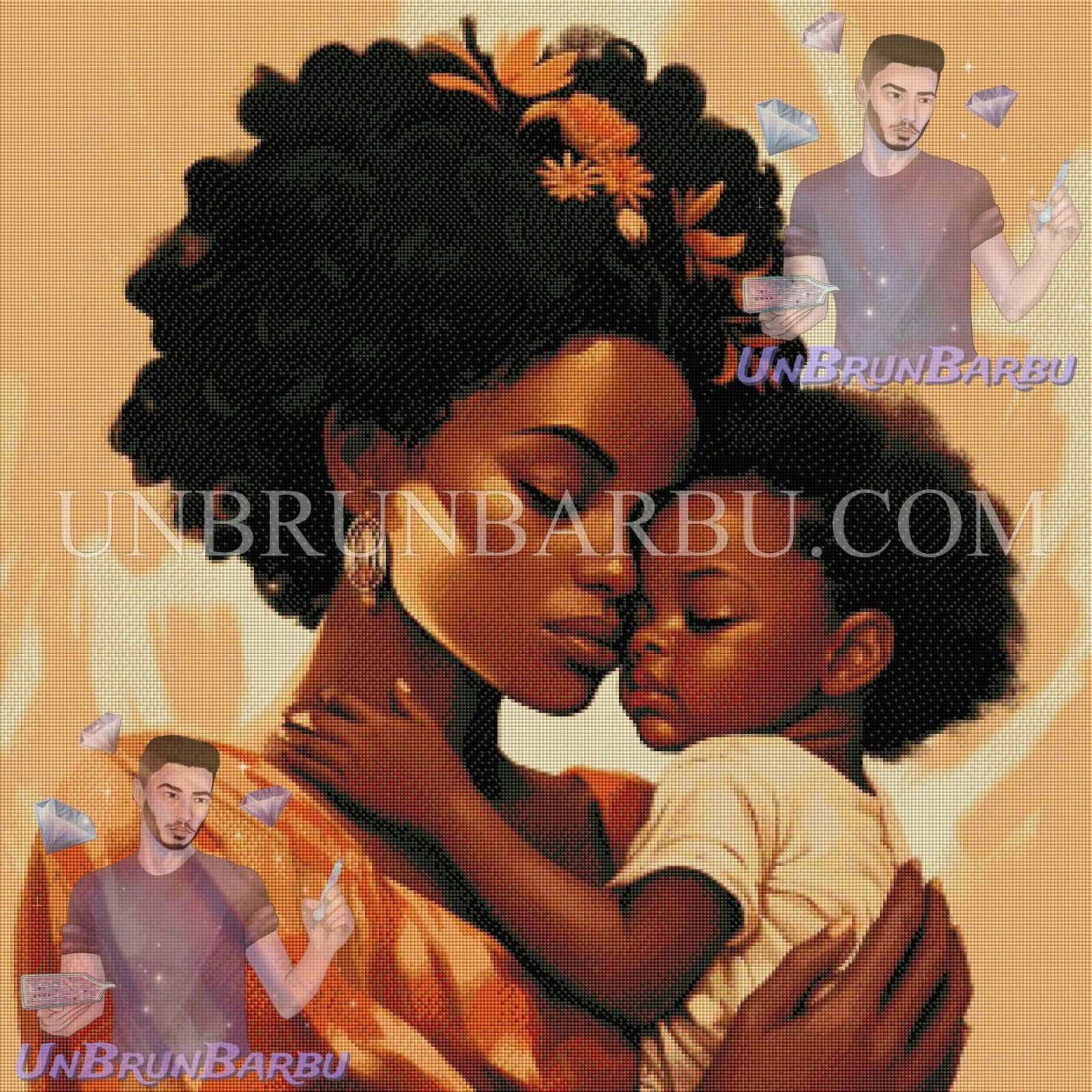 Étreinte d’Amour : Maman de Lumière. (80cm x 80cm) - UnBrunBarbu