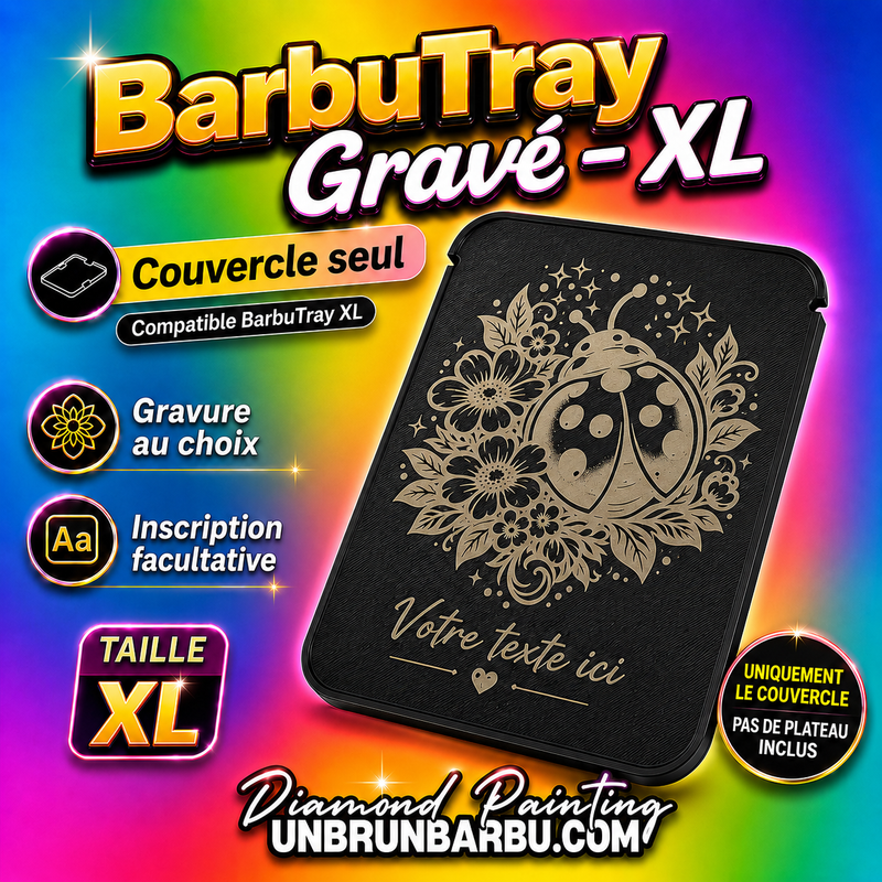 Couvercle BarbuTray Gravé XL – Couvercle seul pour plateau Diamond Painting