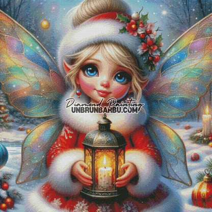 Fée de Noël et la Forêt Enneigée (120cm x 120cm) - UnBrunBarbu