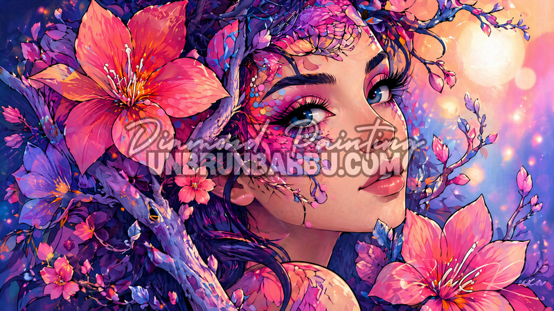 diamond painting femme poetique jardin enchante illustration 120x70