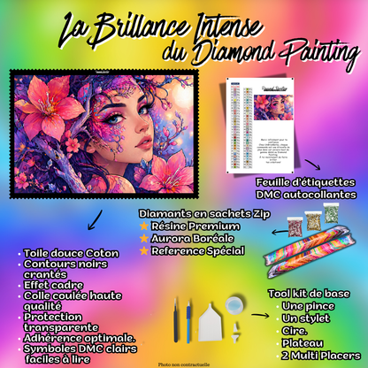 kit diamond painting femme poetique jardin enchante 120x70 contenu complet