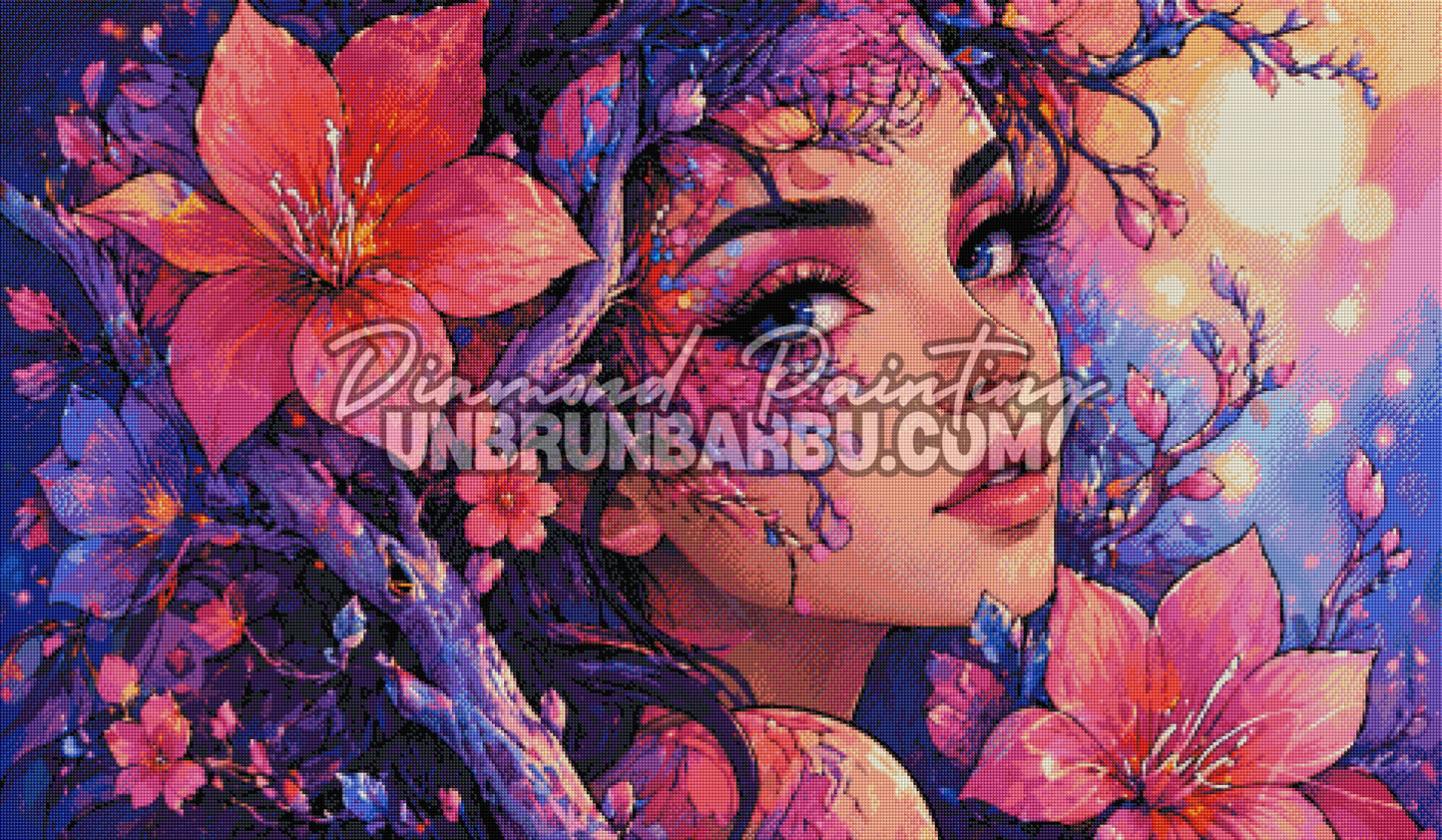 diamond painting femme poetique jardin enchante rendu diamante 120x70