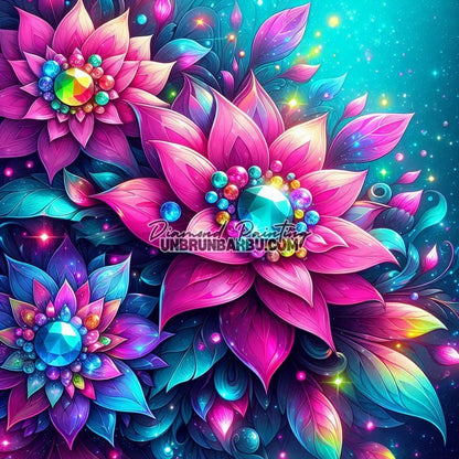 Fleurs de Cristal Éternel (60cm x 60cm) - UnBrunBarbu