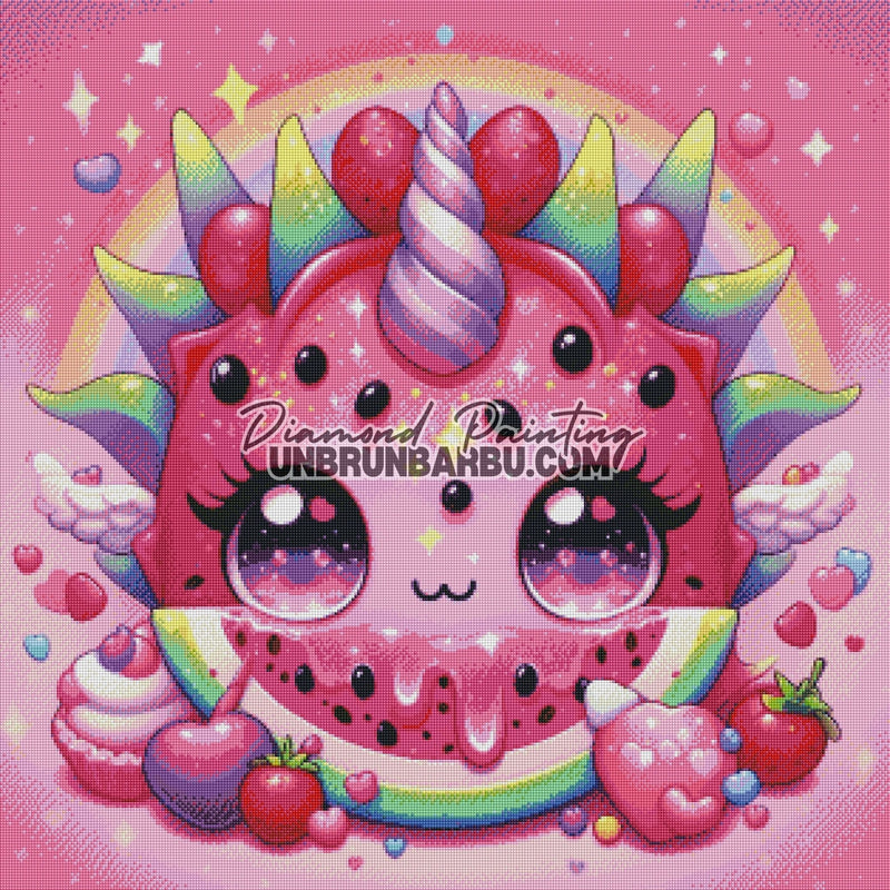 Diamond Painting - Fruit du Dragon Kawaii (80cm x 80cm) - UnBrunBarbu