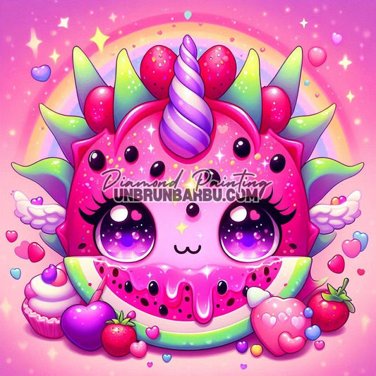 Diamond Painting - Fruit du Dragon Kawaii (80cm x 80cm) - UnBrunBarbu