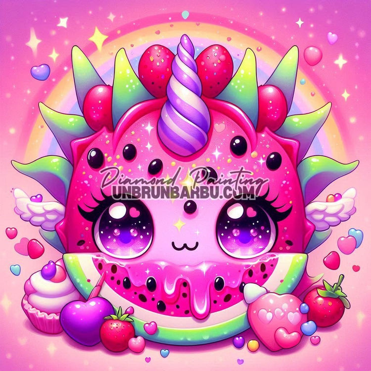 Diamond Painting - Fruit du Dragon Kawaii (80cm x 80cm) - UnBrunBarbu