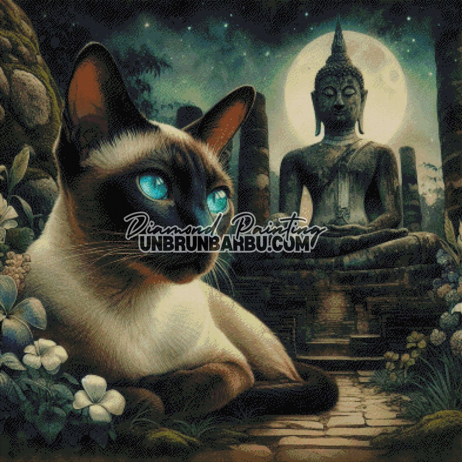 Gardien des Secrets du Temple Lunaire (100cm x 100cm) - UnBrunBarbu