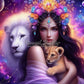 Gardienne Cosmique des Lions (120cm x 135cm) - UnBrunBarbu