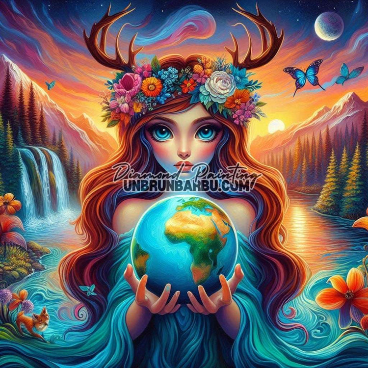 Gardienne de la Terre (120cm x 120cm) - UnBrunBarbu