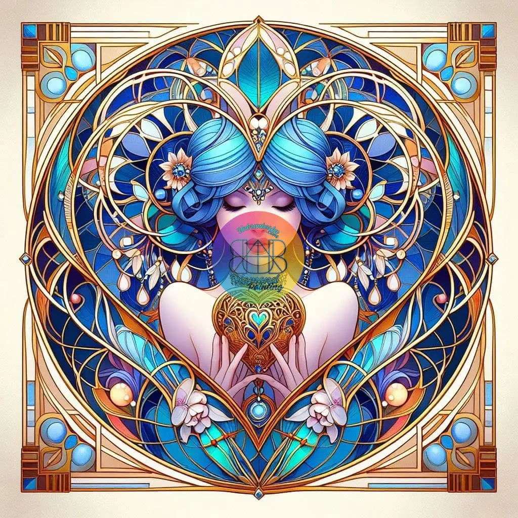 Gardienne des Cœurs et des Vitraux. (100cm x 100cm). - UnBrunBarbu
