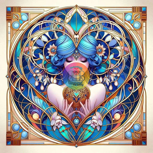 Gardienne des Cœurs et des Vitraux. (100cm x 100cm). - UnBrunBarbu