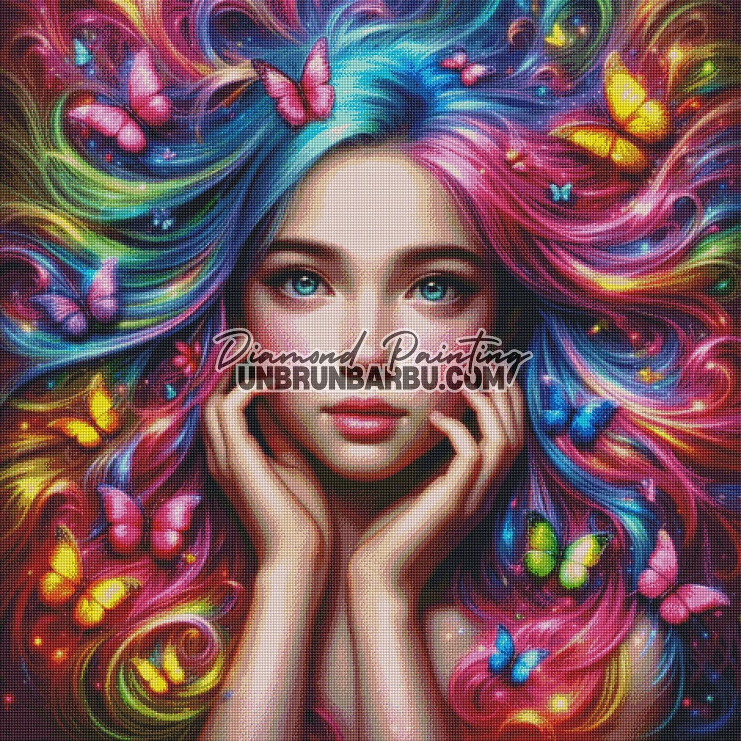 Gardienne des Papillons Arc - en - Ciel (120cm x 120cm) - UnBrunBarbu