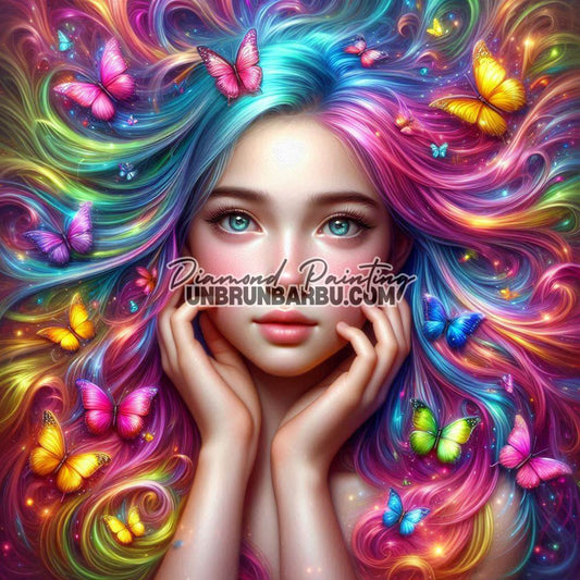 Gardienne des Papillons Arc - en - Ciel (120cm x 120cm) - UnBrunBarbu