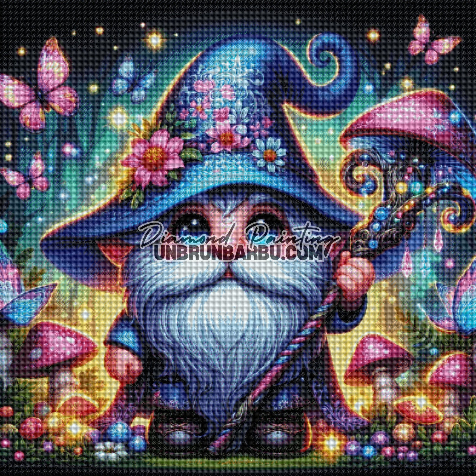 Gnome Magicien des Bois Féériques (100cm x 100cm) - UnBrunBarbu