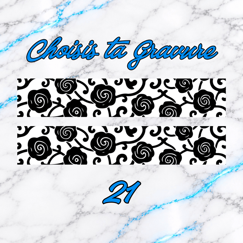 Motif de gravure N°21 pour crayon 3D Diamond Painting, décor floral composé de roses noires stylisées, de tiges entrelacées et d'arabesques élégantes, personnalisation UnBrunBarbu.