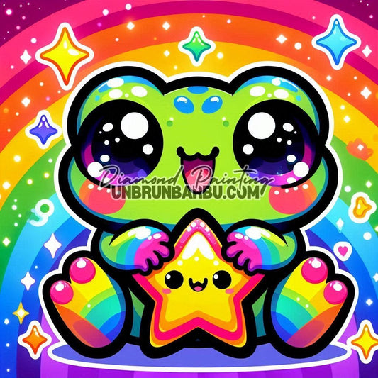 Grenouille et son Étoile Arc - en - Ciel (60cm x 60cm) - UnBrunBarbu