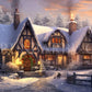 Havre Hivernal Éclairé. (100cm x 60cm). - UnBrunBarbu