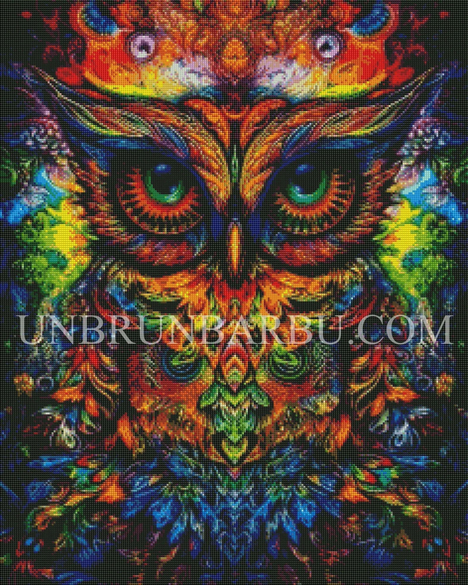 Hibou Arc - en - ciel Éblouissant. (60cm × 75cm). - UnBrunBarbu