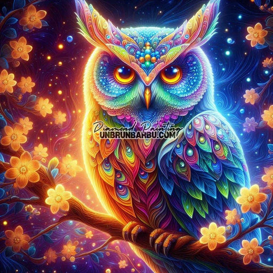 Hibou des Rêves Étoilés (100cm x 100cm) - UnBrunBarbu