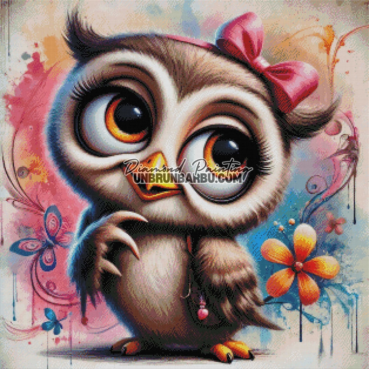 Hibou et ses Aventures Colorées (80cm x 80cm) - UnBrunBarbu