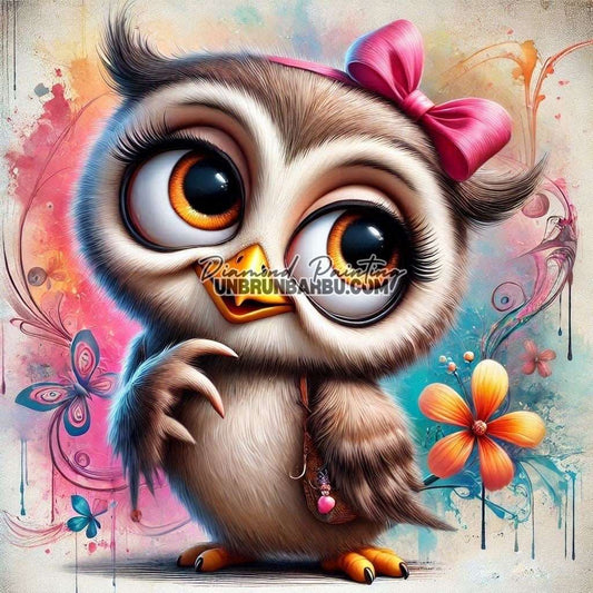 Hibou et ses Aventures Colorées (80cm x 80cm) - UnBrunBarbu