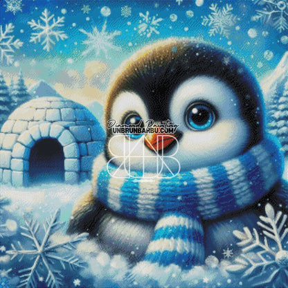 Igloo Enneigés et le Pingouin (80cm x 80cm) - UnBrunBarbu