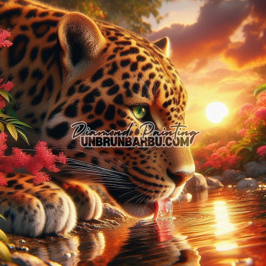 Jaguar au Soleil Couchant (90cm x 90cm) - UnBrunBarbu