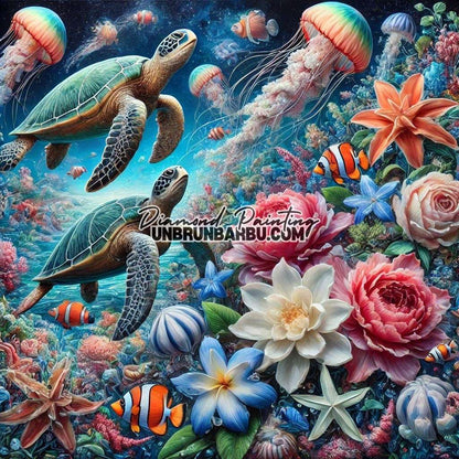 Jardin Enchanté des Profondeurs (120cm x 120cm) - UnBrunBarbu