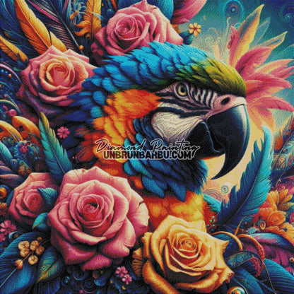 Jardin Enchanté du Perroquet (100cm x 100cm) - UnBrunBarbu
